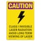 Signmission OSHA CAUTION RADIATION Sign, Class I Invisible W/ Symbol, 18in X 12in Decal, 18" H, 12" W, Portrait OS-CR-D-1218-V-10223 - alternate 1